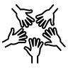 Vector icon of hands working together